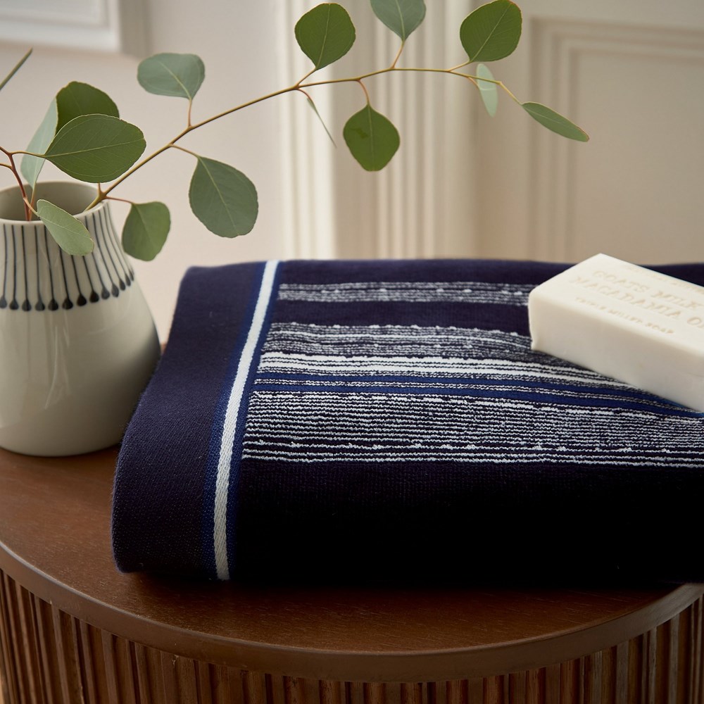 Imara Towels by Bedeck of Belfast in Navy Blue